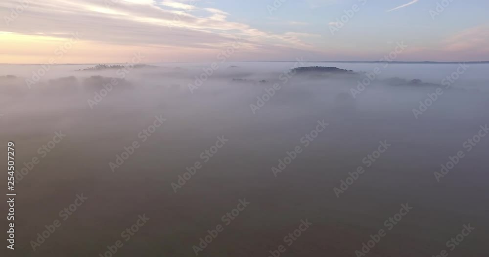 Swedish landscape with fog, aerial shot Swedish landscape with fog, aerial shot