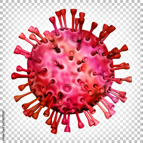 Virus red in transparent background