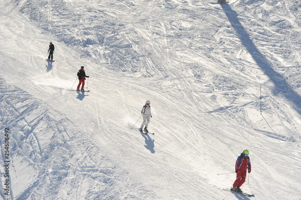 Skiing people in ski resort Skiing people in ski resort