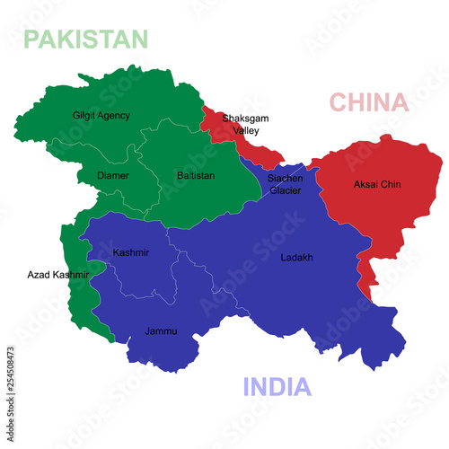 Map of Kashmir is a geographical region