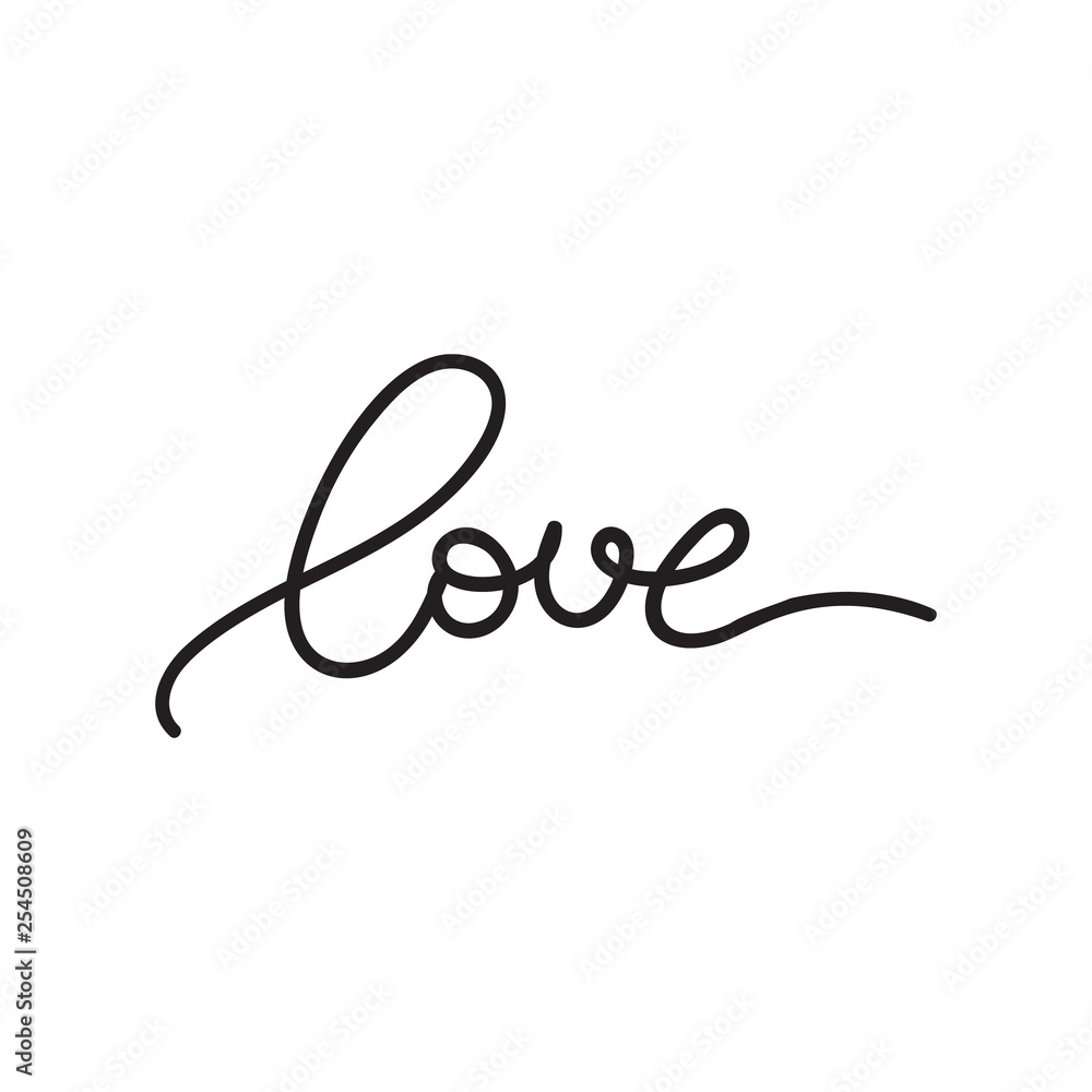 Romantic simple modern black vector lettering of word LOVE Romantic simple modern black vector lettering of word LOVE