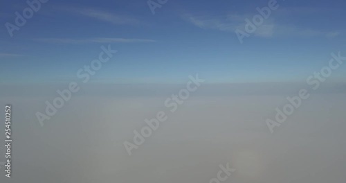 Swedish landscape with fog, aerial shot photo