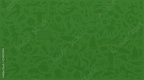 Vector illustration colorful background. World of Brasil pattern with modern and traditional elements. 2019 trend. Championship Conmeball Copa America 2019 in Brazil. 