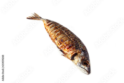 Grilled crispy fish isolated on the white