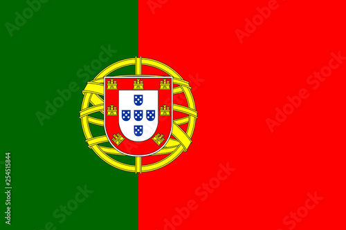 Flag of Portugal. Official colors. Correct proportion. Vector
