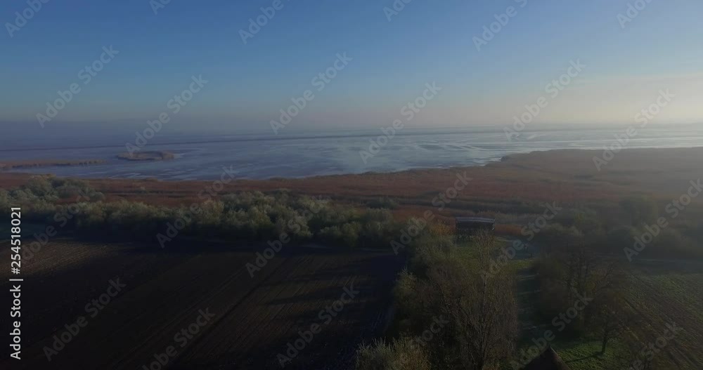 Aerial Shot, fishpond, reeds Aerial Shot, fishpond, reeds