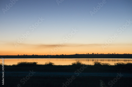 Sunset at Manjavacas lagoon in Mota del Cuervo Cuenca Spain