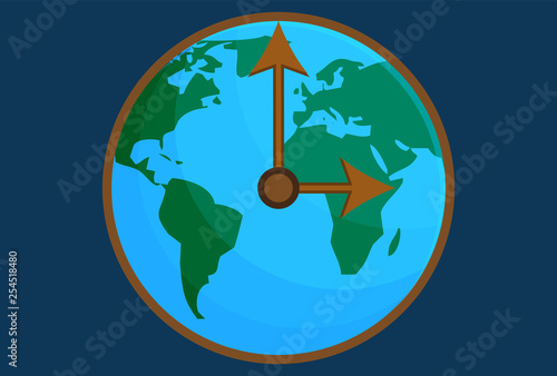 Reloj sobre el planeta tierra.
