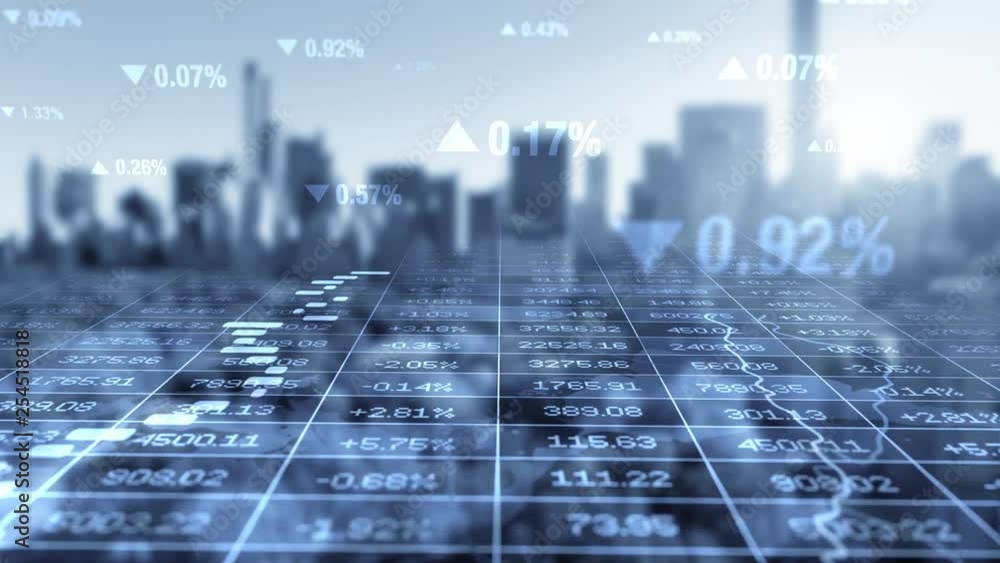 Digital Animation of Finance Business Market Data Numbers Accounting