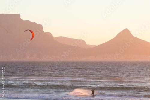 kiteboarder at sunset