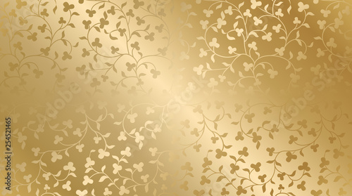 Seamless vector golden texture floral pattern. Luxury repeating damask background. Premium wrapping paper or silk gold cloth.