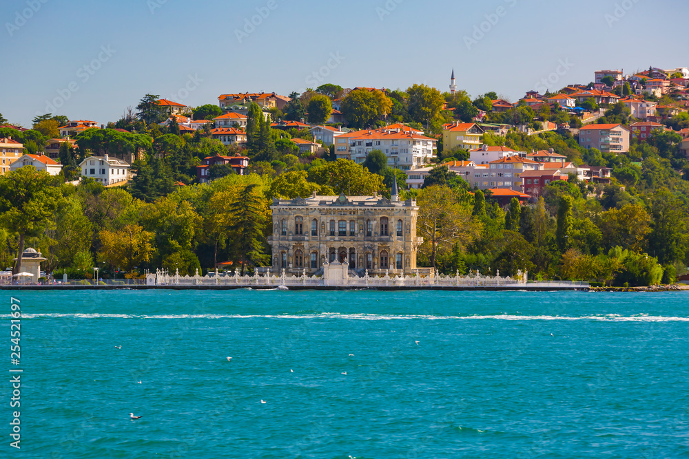 Panorama of the city of Istanbul from the Golden Horn bay on the slopes of the city.