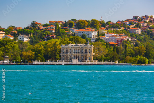 Panorama of the city of Istanbul from the Golden Horn bay on the slopes of the city.