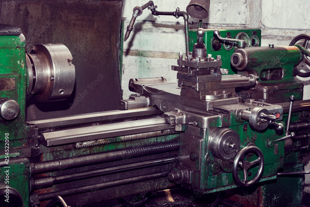 Metalworking machines working mechanisms are shot close-up 