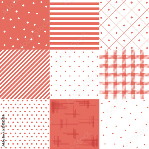 Vector set red, cute seamless patterns