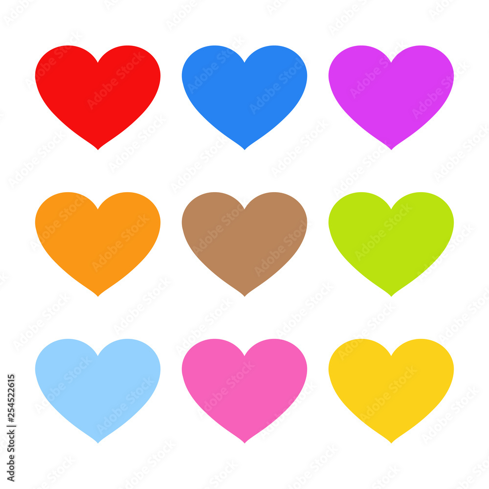 Hearts. A set of hearts. Multicolored hearts. Vector illustration. EPS 10.