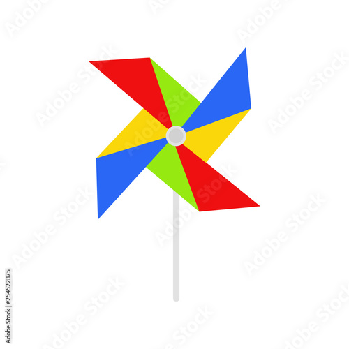 Children's windmill. Children's toy. Multi-colored blades of a windmill. A toy. Vector illustration. EPS 10.