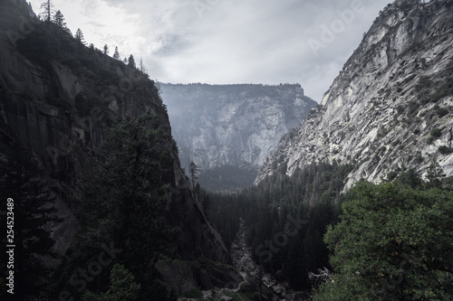 Beautiful landscape along the Mist Trail in Yosemite National Park in autumn