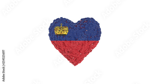 Liechtenstein National Day. August 15. Flowers forming heart shape. 3D rendering.