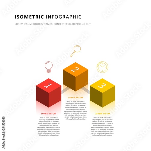 isometric infographic timeline template with realistic 3d cubic elements. modern business process diagram for brochure, banner, annual report and presentation. easy for edit and customize. eps10