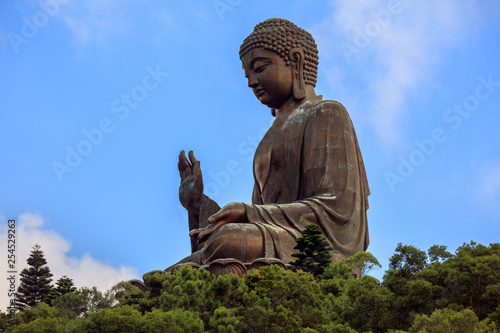 Photograph of Tian Tan Buddha, Big Buddha Statue of Buddha Shakyamuni - World's tallest outdoor seated bronze Buddha located in Ngong Ping, Lantau Island Hong Kong.