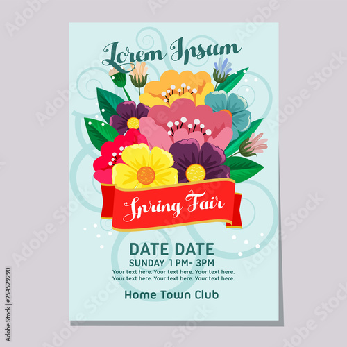 spring fair week plant flower poster template flat style