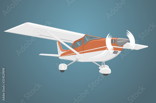 Small plane vector illustration. Single engine propelled aircraft. Air tours wehicle