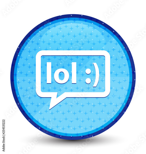 LOL bubble icon galaxy cyan blue round button
