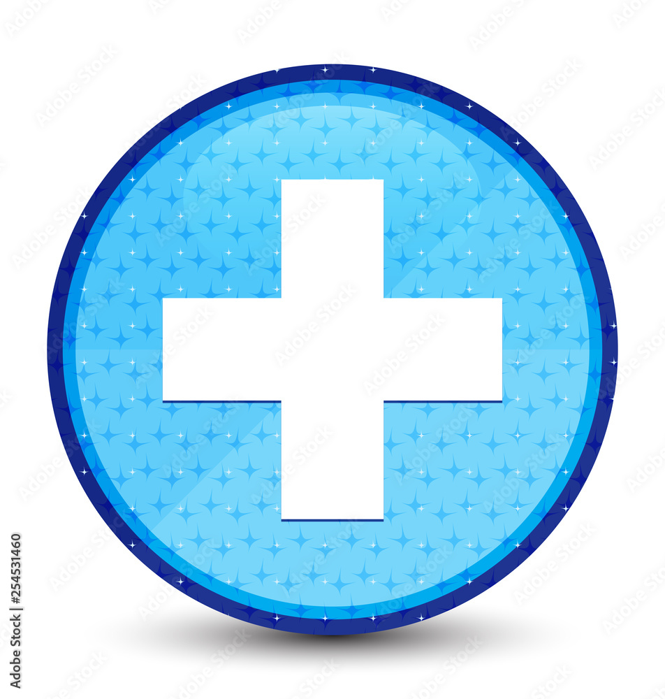 Obraz premium Plus icon galaxy cyan blue round button