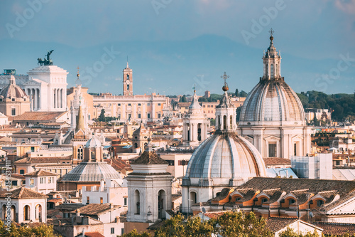 Rome, Italy. Cityscape With Such Famous Churches As Sant'agnese, Santa Maria Della Pace, St. Salvatore At The Laurels photo