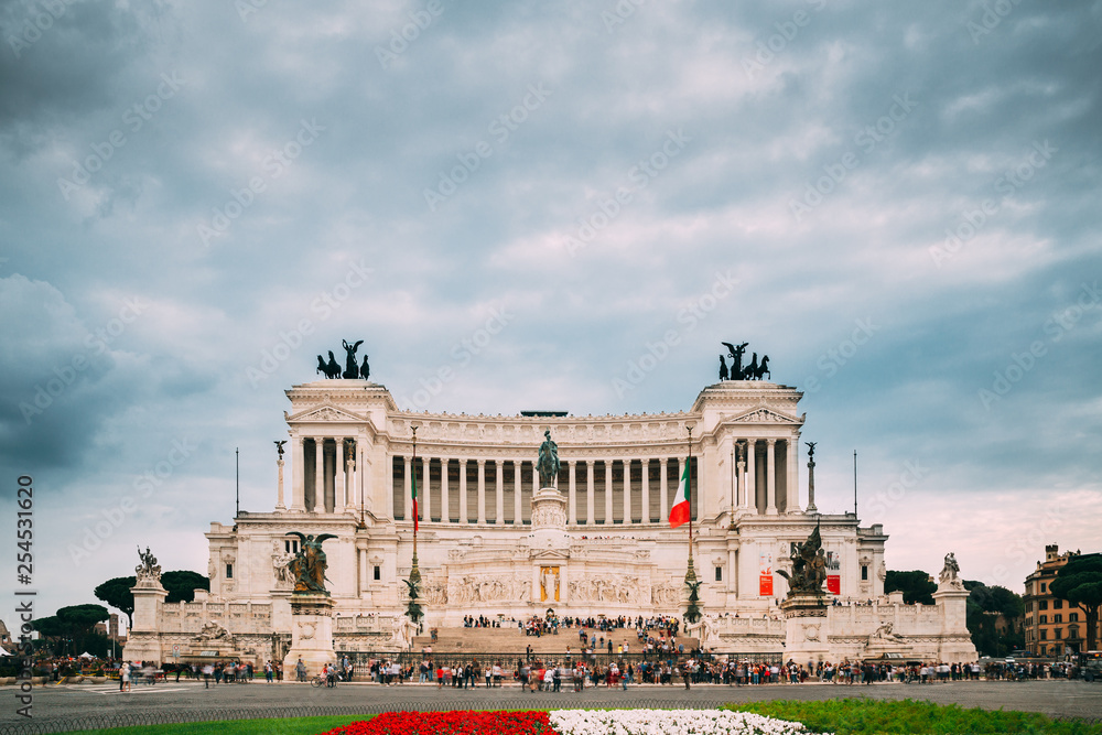 Rome, Italy. Altar Of The Fatherland Built In Honor Of Victor Emmanuel II. II Vittoriano