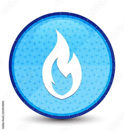 Fire flame icon galaxy cyan blue round button