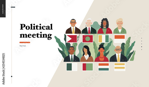 Technology 2 - Political meeting - flat vector concept digital illustration political meeting metaphor. Creative landing web page design template