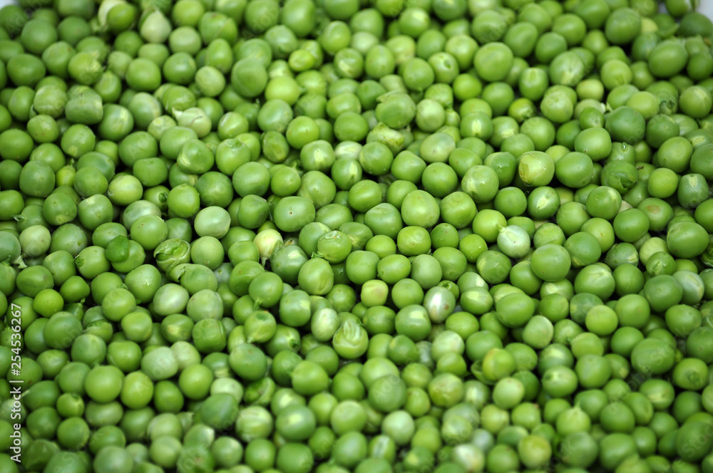 A grain of peeled young green peas A grain of peeled young green peas