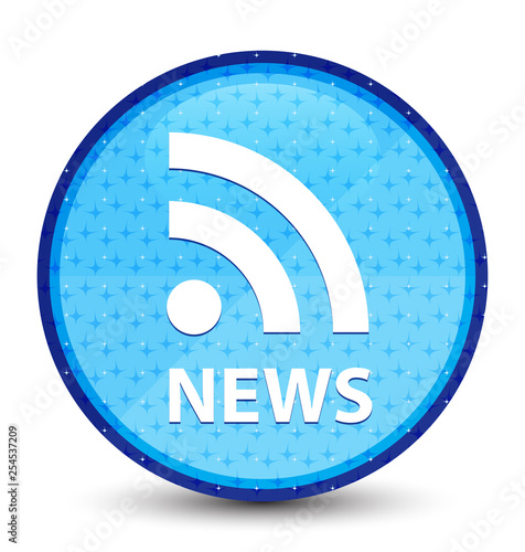News (RSS icon) galaxy cyan blue round button