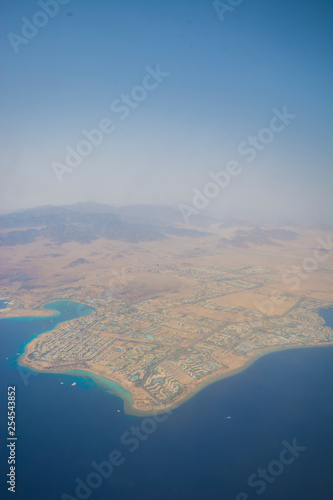 Aerial view of Sharm El Sheikh, Desert and Red sea, Sinai Peninsula, Egypt
