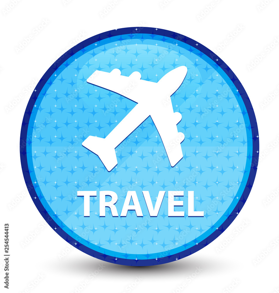 Travel (plane icon) galaxy cyan blue round button Travel (plane icon) galaxy cyan blue round button