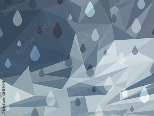 Vector Abstract Grey Background of Raining Day. Wallpaper of Weather with Clouds in Low Poly Style. Vector illustration of Soft Colored Fond. Nature backdrop. Ecology Concept for Your Graphic Design