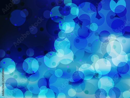 Vector Abstract Dark Blue Background of Sky with Circles. Wallpaper of Heaven. Vector illustration of Dark Colored Fond with Transparent Сircles. Nature backdrop. Ecology Concept for Graphic Design