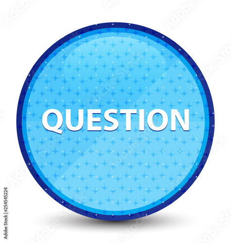 Question galaxy cyan blue round button