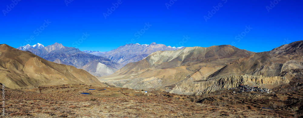 View north in Upper Mustang from the Annapurna circuit trail, near Muktinath