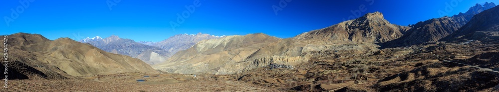 View north in Upper Mustang from the Annapurna circuit trail, near Muktinath, Nepal