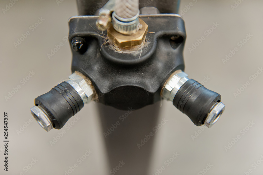 Valve on compressed air pipeline in workshop Valve on compressed air pipeline in workshop