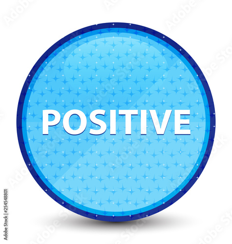 Positive galaxy cyan blue round button