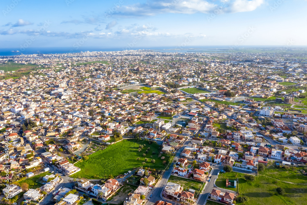 Aerial view of Aradippou village. Larnaca District, Cyprus