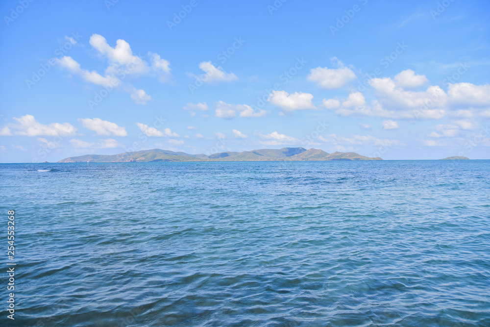 Sea view blue sky background