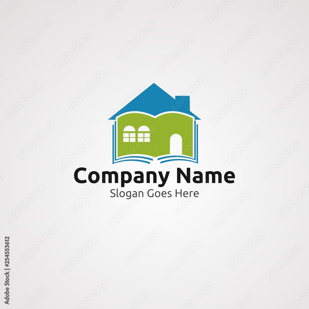 home library logo vector, icon, element, and template for company