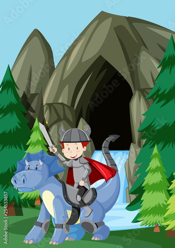 A prince riding dragon in nature