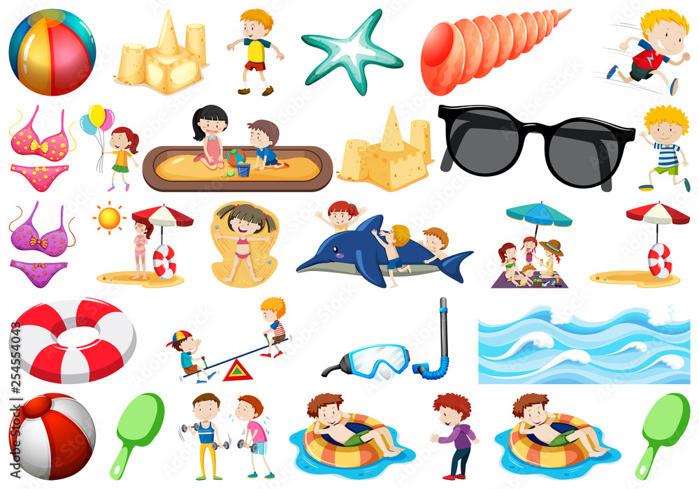 set of beach objects