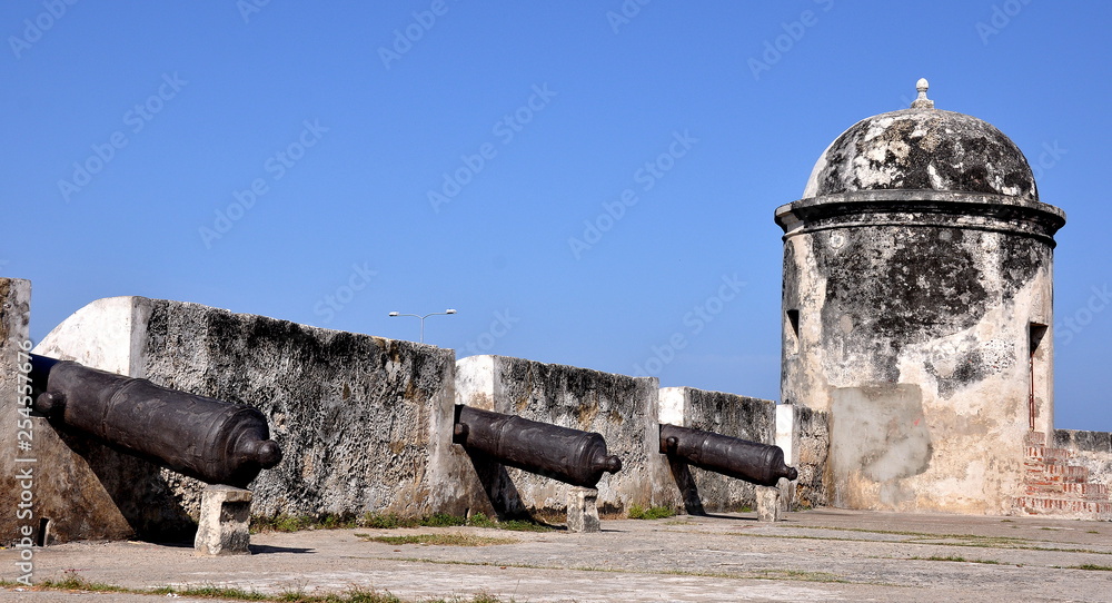 Stone walls surrounding the historical center of Cartagena de Indias, Colombia